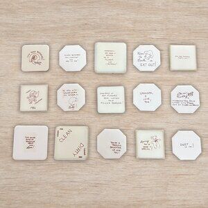 Lot of 15 Vintage Hand Painted Tiles Small Craft Designs Home Decor (A)